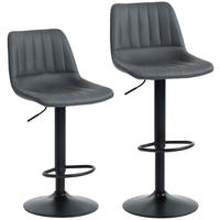 BARHOCKER 2er-Set 91-111 cm Höhenverstellbarer mit Fußring - Dunkelgrau/Schwarz, Kunststoff/Textil (49.5/111/43cm) - HOMCOM