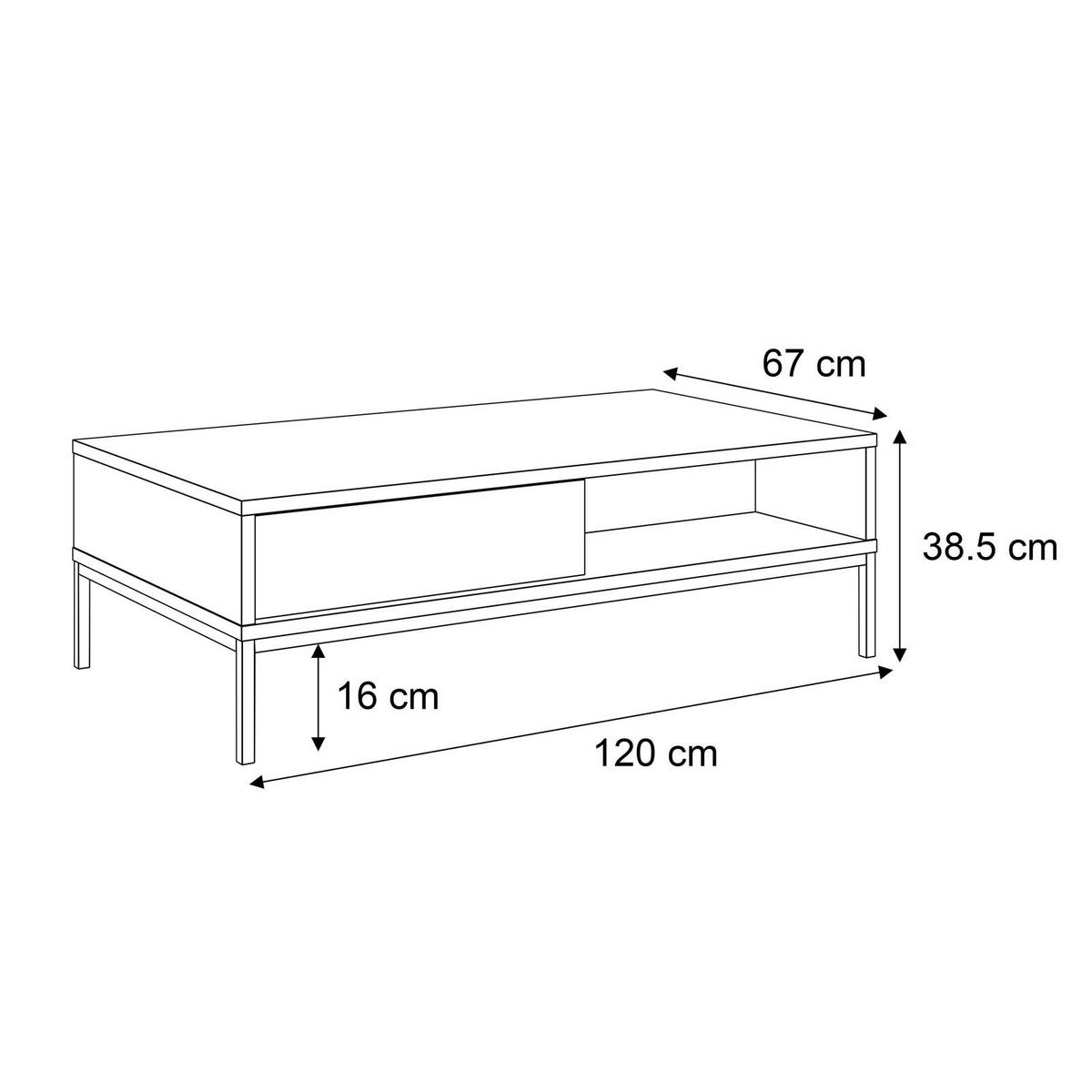 COUCHTISCH LIAM mit Schublade - Schwarz, Holzwerkstoff (67/120/39cm) - Lookway
