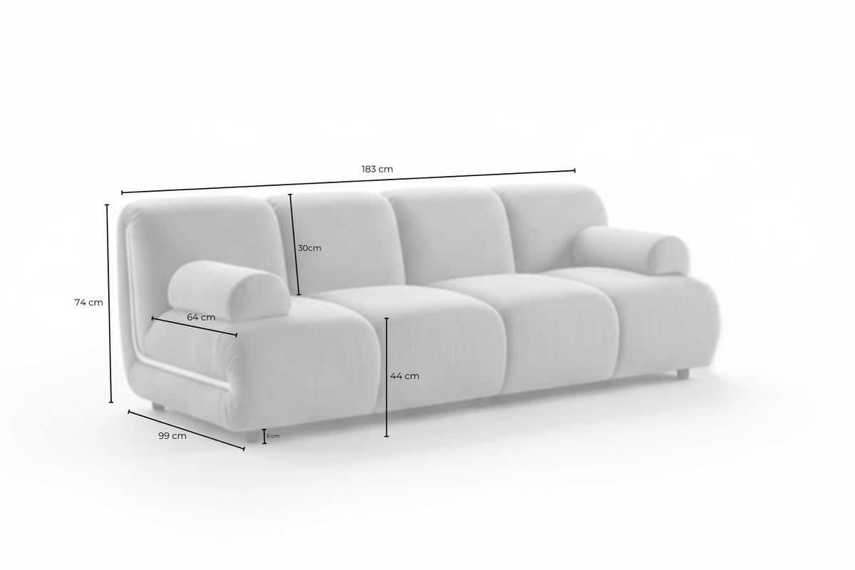 MODULSOFA LAYLA Gelb Velvet - Gelb/Schwarz, Buchenholz/Textil (183/74/99cm) - KAWOLA
