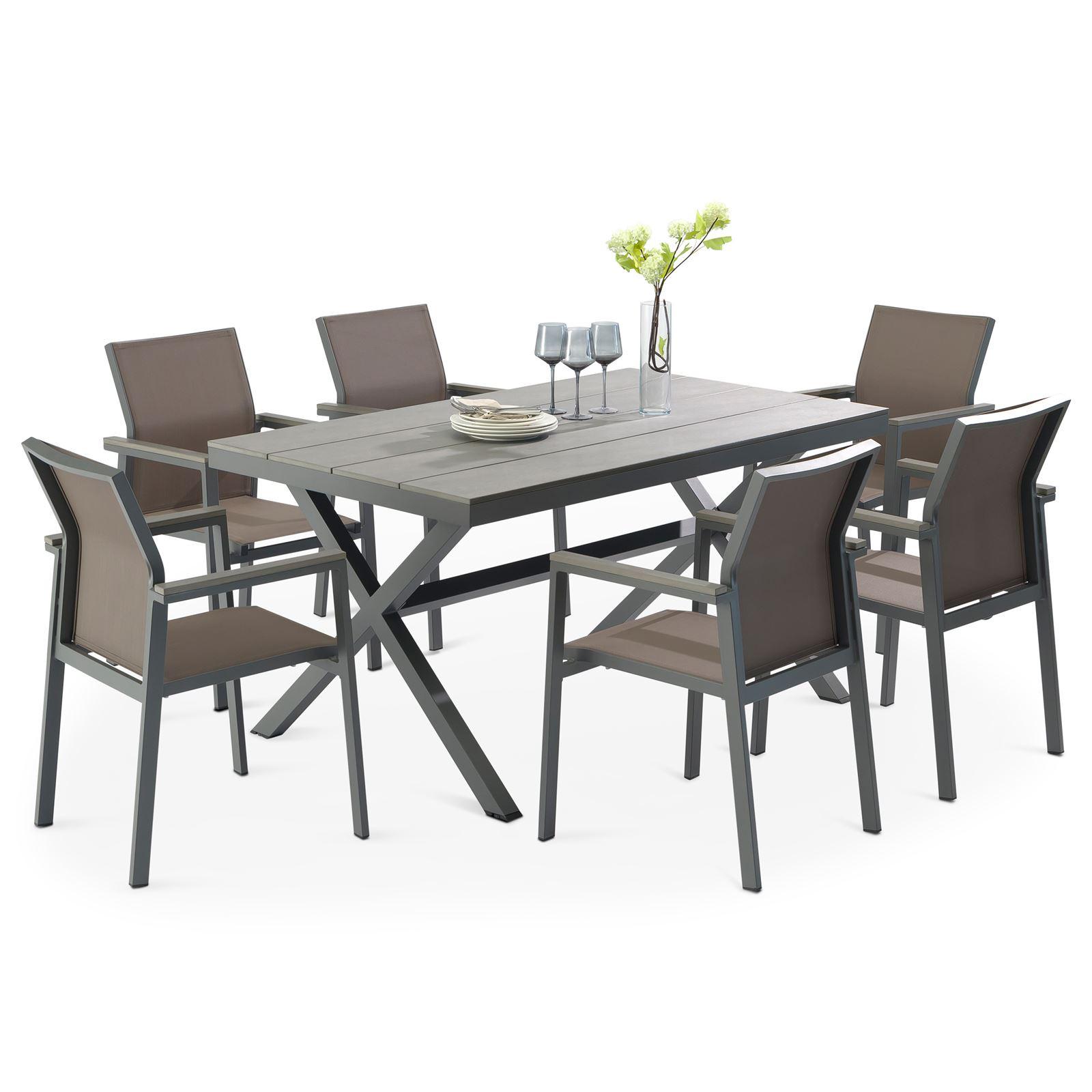 GARTENMÖBEL SET WINDY 7er Set grau - Grau, Metall - IDIMEX