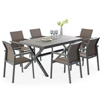 GARTENMÖBEL SET WINDY 7er Set grau - Grau, Metall - IDIMEX