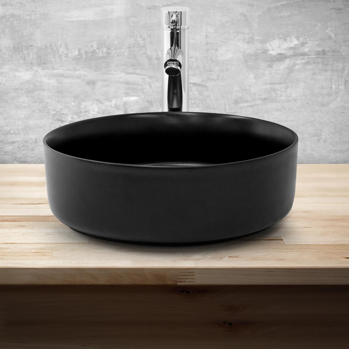 WASCHBECKEN - Schwarz, Keramik (36/12/36cm) - ML-DESIGN