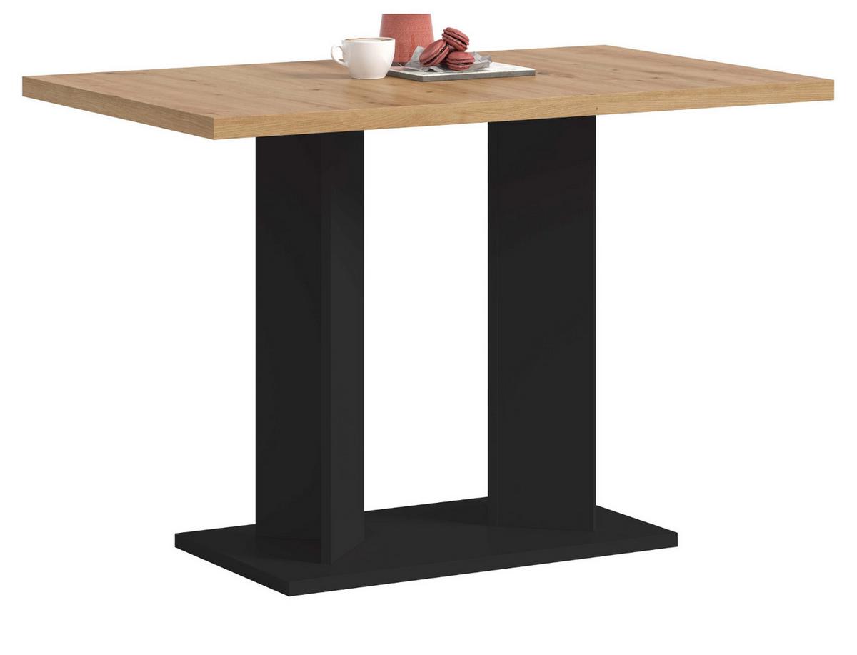 ESSTISCH Eiche Artisan, schwarz 110 x 70 cm, Säulentisch modern - Schwarz/Eiche Artisan, Holzwerkstoff (70/110/76cm) - Inn.Furn
