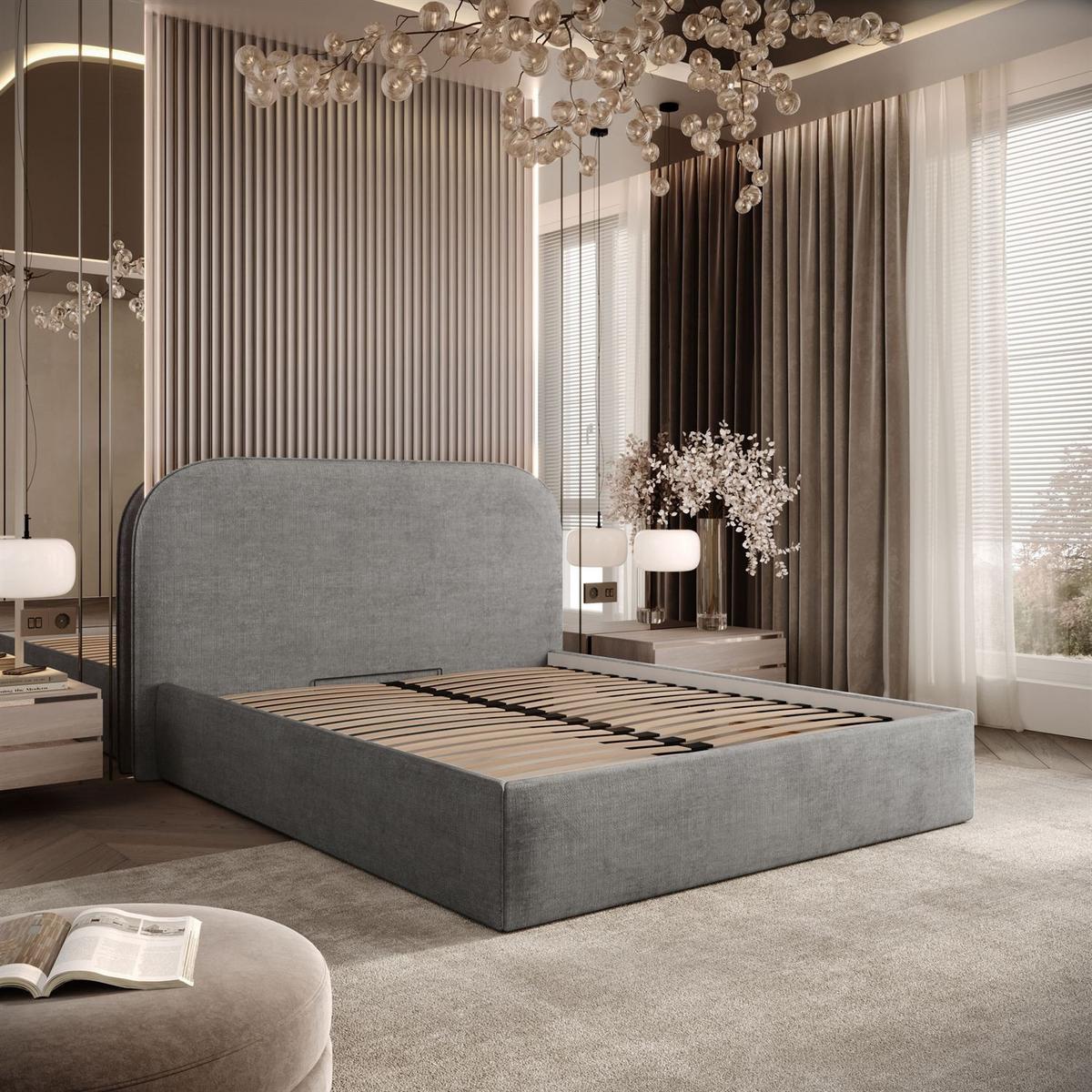 POLSTERBETT OLIMPIA mit Bettkasten 140x200, Perfect Harmony 82 - Grau, Textil (140/200cm) - Lookway