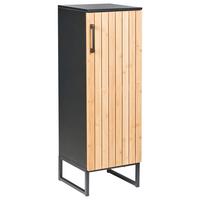 BADEZIMMERSCHRANK Bambus 30 cm Hellbraun Miscanti - Hellbraun/Schwarz, Holz (30/90/30cm) - Beliani