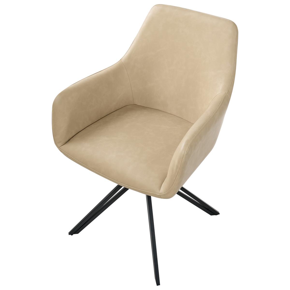 ESSZIMMERSTUHL 2er Set drehbar Kunstleder Beige Sansarc - Beige/Schwarz, Kunststoff/Metall (57/85/59cm) - Beliani