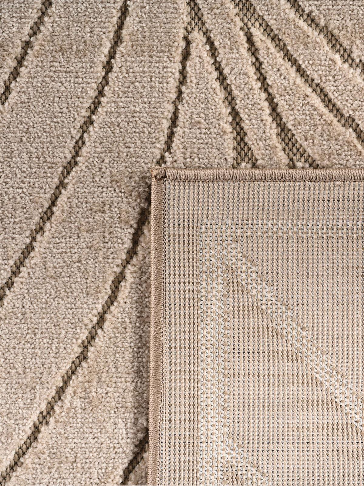 TEPPICH Outdoor, Fußbodenheizung-geeignet, mit Blattmotiv, aus Polypropylen, ENGADIN in Beige, Ø 120 cm - Beige, Textil (120/120cm) - KADIMA DESIGN