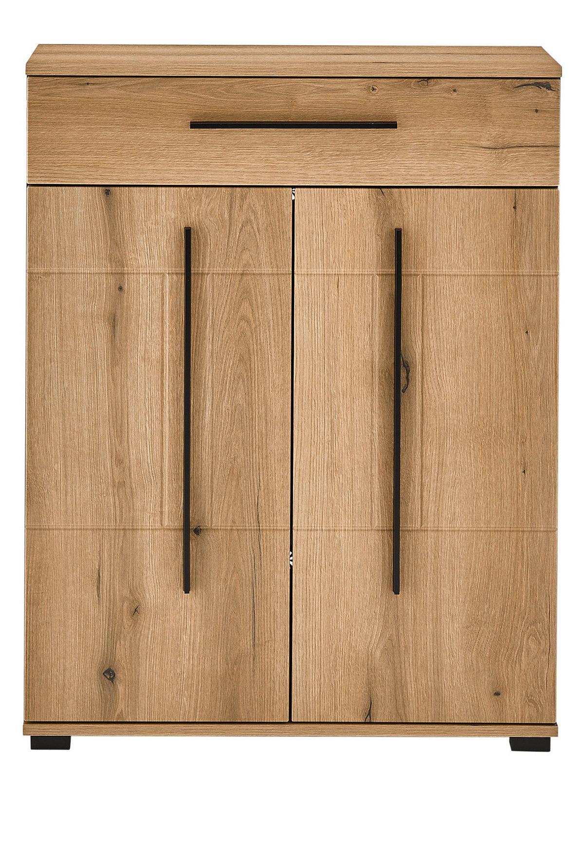 SCHUHSCHRANK Evoke Eiche 80 x 103 cm, Kommode mit Soft-Close - Eichefarben/Schwarz, Holzwerkstoff/Kunststoff (80/103/39cm) - Furn.Design