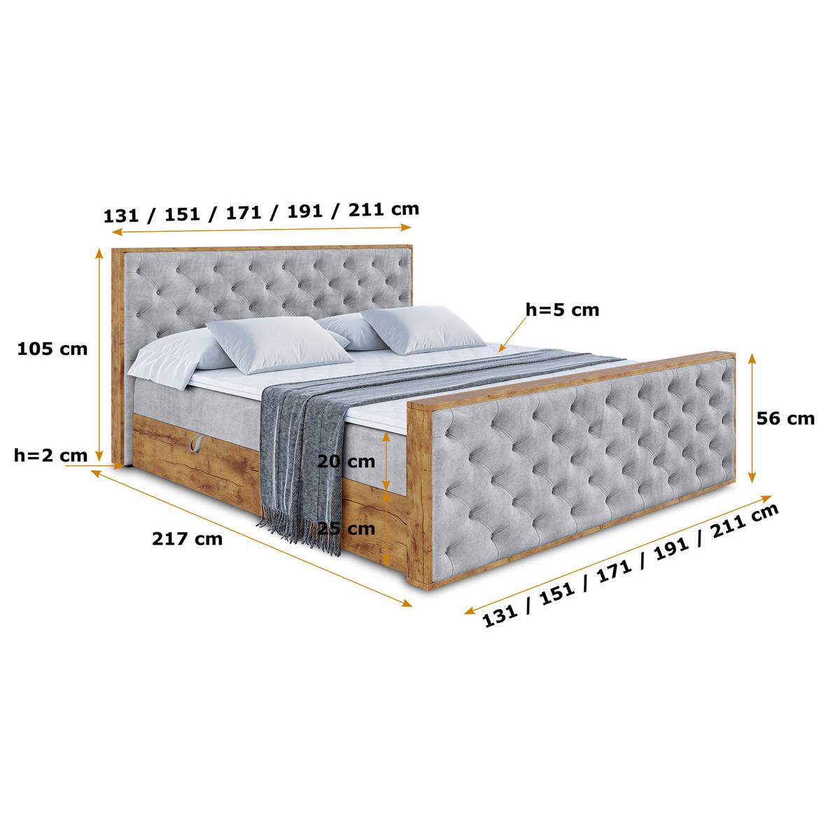 BOXBETT mit Matratze H3 und Lattenrost - LOLLI3-Z - 180x200 - Grau Monolith - Grau, Holzwerkstoff (180/200cm) - ALTDECOR