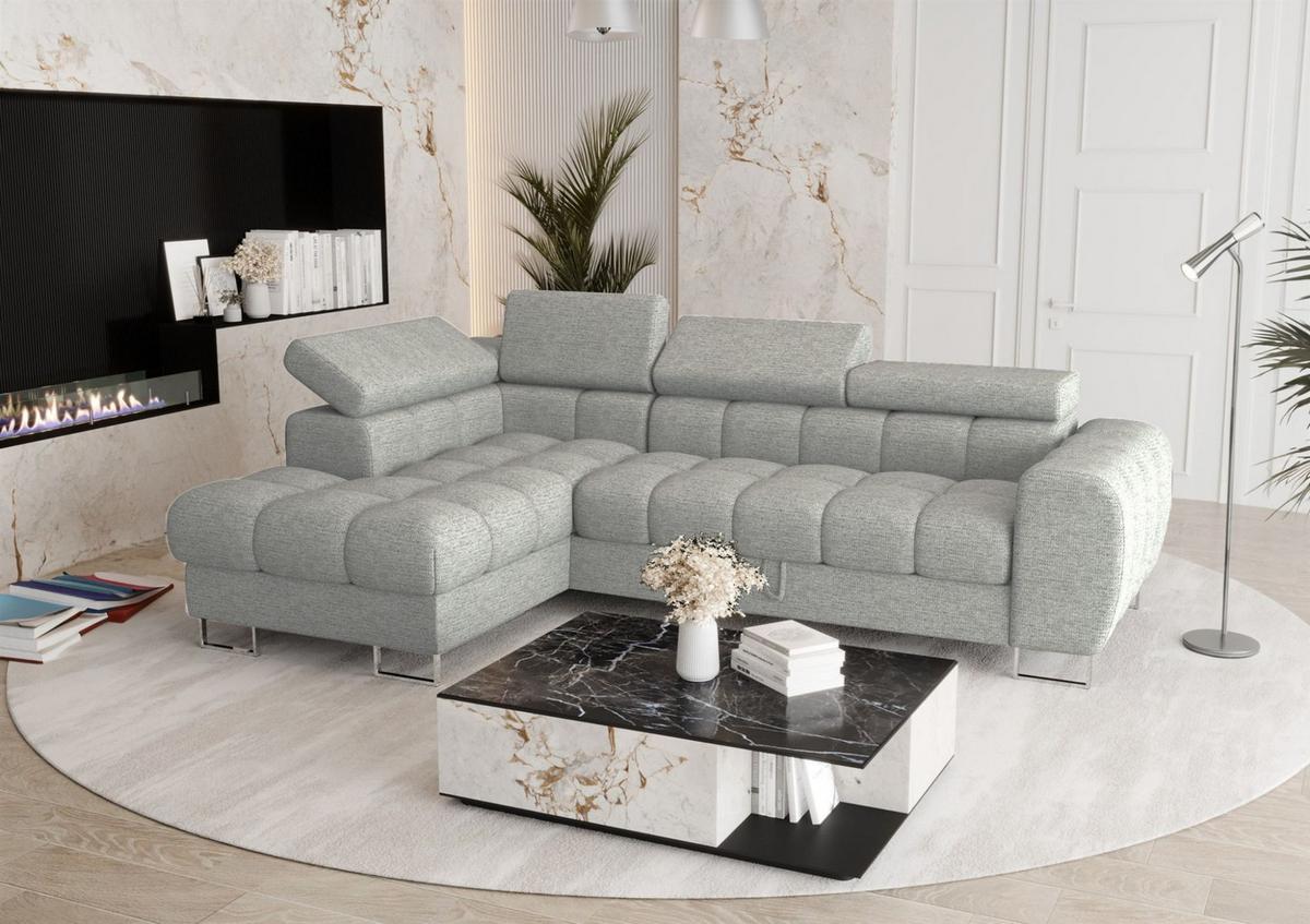 ECKSOFA Bastien Mit Schlaffunktion - Hellgrau, Holzwerkstoff/Textil (170/260cm) - Fun Möbel