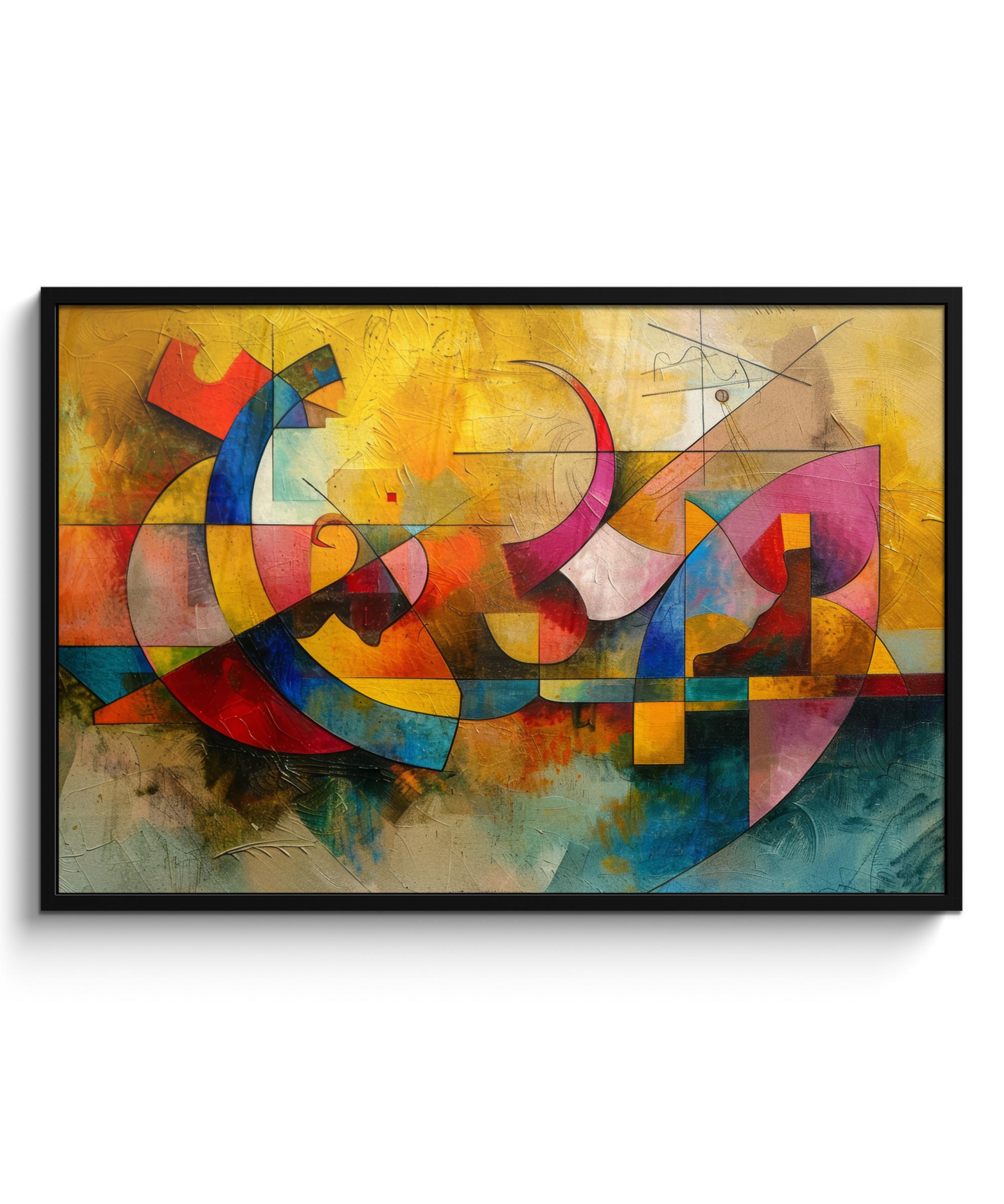 POSTER MIT RAHMENGERAHMTES BILD Kunst - Abstrakt - Modern 120x80 cm - Gelb, Papier (120/80cm) - MuchoWow