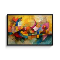 POSTER MIT RAHMENGERAHMTES BILD Kunst - Abstrakt - Modern 120x80 cm - Gelb, Papier (120/80cm) - MuchoWow