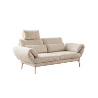 SOFA HOLLY Weiß Flachgewebe - Weiß/Braun, Textil/Metall (176/90/92cm) - KAWOLA