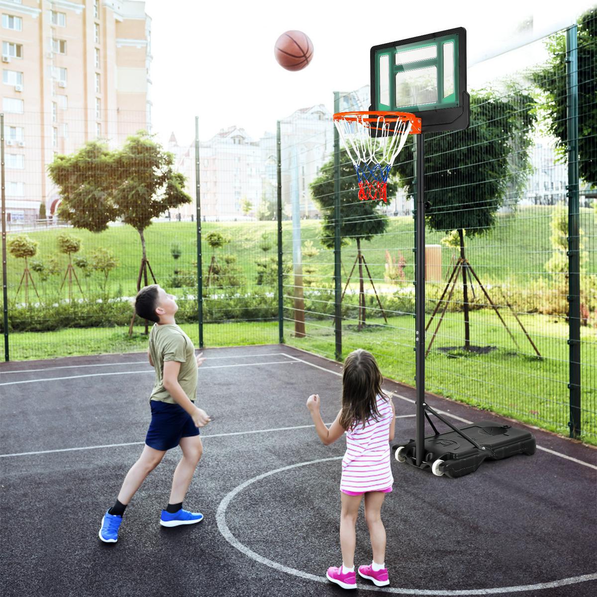 BASKETBALLKORB AUF RÄDERN Schwarz - Schwarz, Metall (75/45cm) - COSTWAY