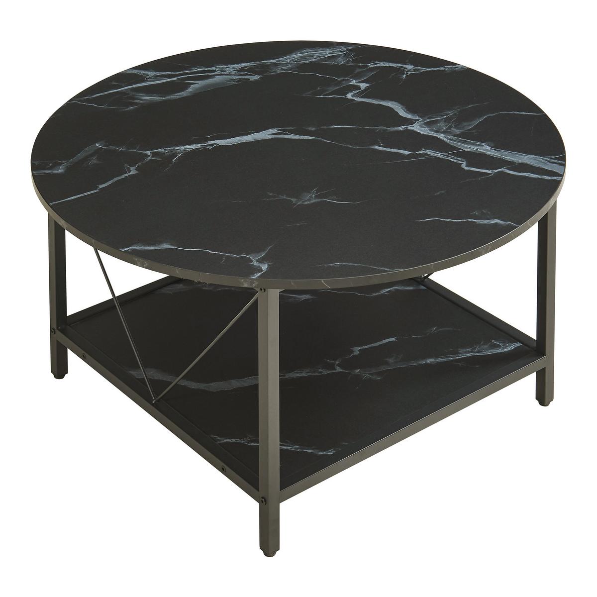 COUCHTISCH Filem 80/46 cm - Schwarz, Holzwerkstoff/Metall (80/80/46cm) - [en.casa]