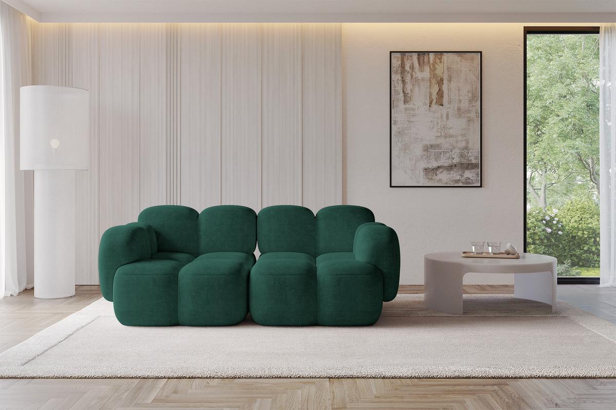 2-SITZER modulares Sofa Miko-S1 214x118x75 cm Grün Velours - Schwarz/Grün, Holzwerkstoff/Kunststoff (214/75/118cm) - ALTDECOR