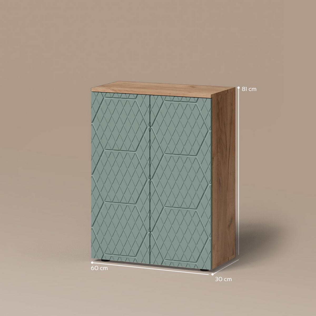 MIDISCHRANK Ronco Grün/Goldkraft Eiche 60 x 81 cm - Honigeiche/Grün, Holzwerkstoff (60/81/30cm) - Livinity®
