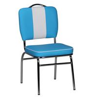 ESSZIMMERSTUHL Kunstleder mit Metallgestell Retro 50er Jahre gepolstert, Blau 47x45x90 cm - Blau/Silberfarben, Kunststoff/Textil (47/90/45cm) - KADIMA DESIGN