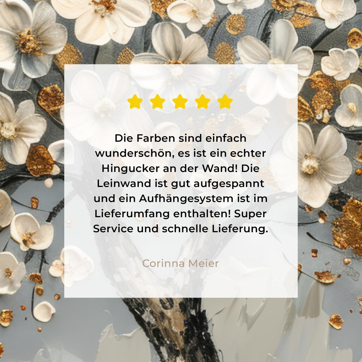 LEINWANDBILD Baum - Blumen - Weiß - Natur - Kunst Deko Groß 90x90 cm - Weiß, Textil (90/90cm) - MuchoWow