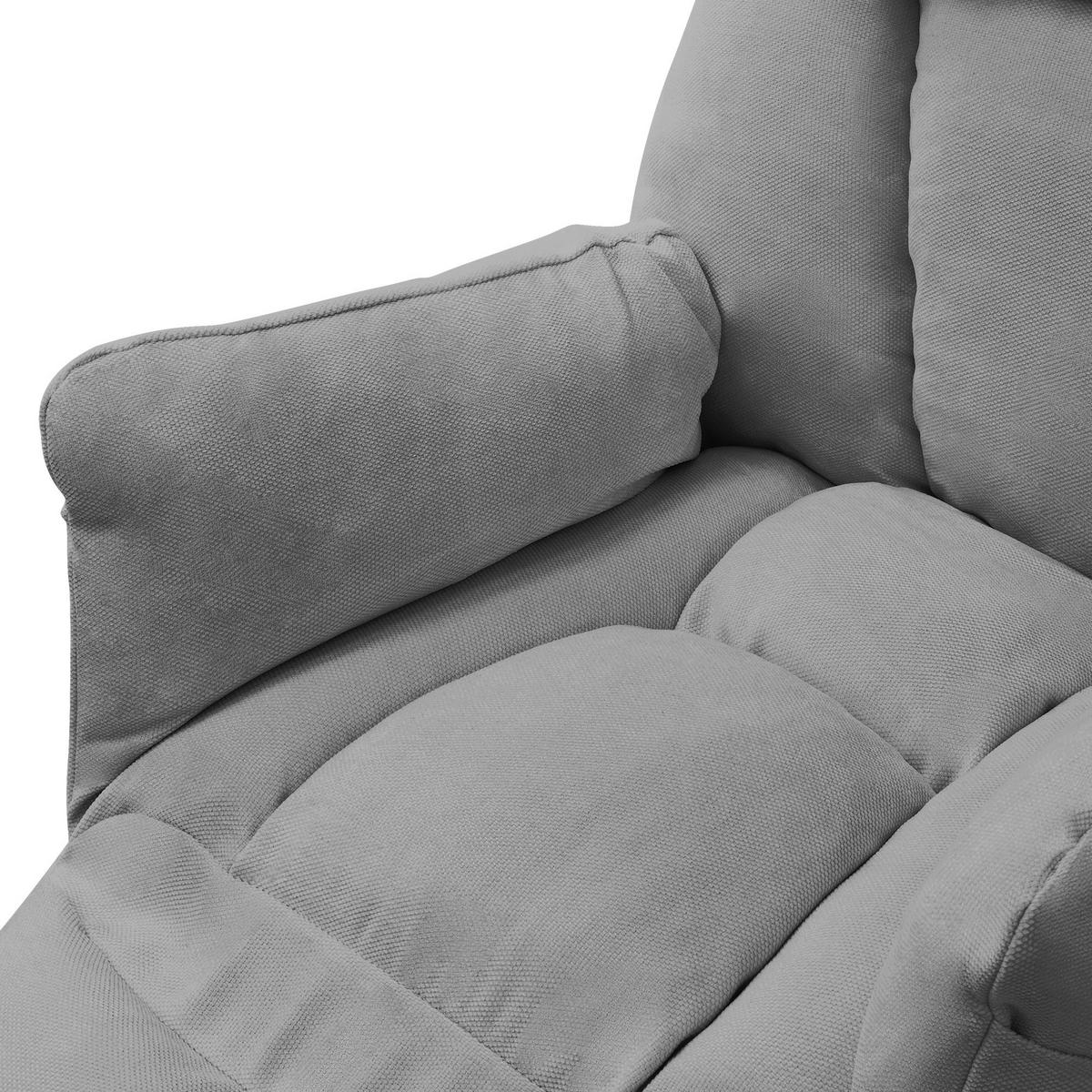 SESSEL mit Liegefunktion Grau Leinenbezug Relaxsessel verstellbar für Wohnzimmer - Schwarz/Grau, Textil/Metall (85/102/82cm) - ML-DESIGN