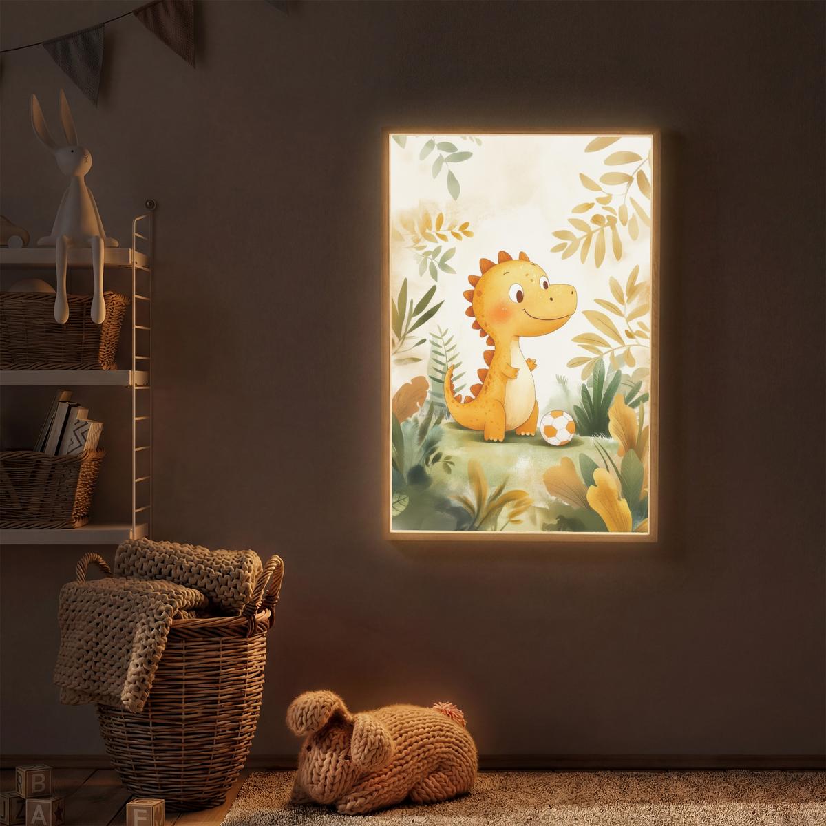WANDLEUCHTE MIT AKKU Dino - Fußball - Orange 70x100 cm - Beige, Holzwerkstoff (70/100/8cm) - OnlyWow
