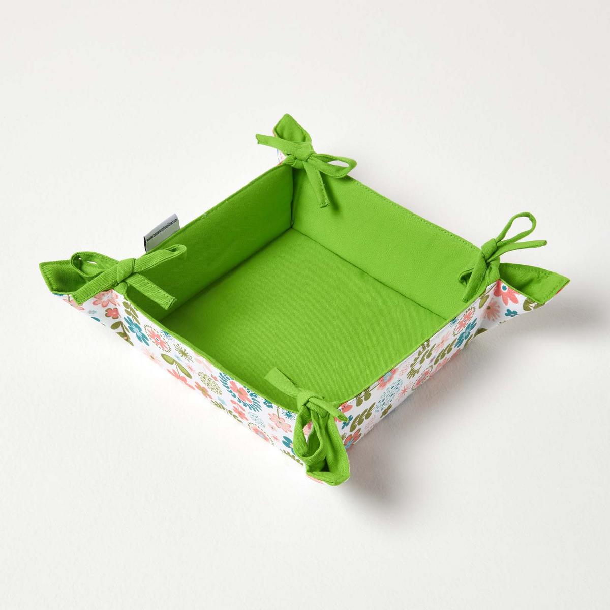 BROTKORB Retro-Blumen – faltbar mit Wende-Design - Limette, Textil (22/7/22cm) - Homescapes