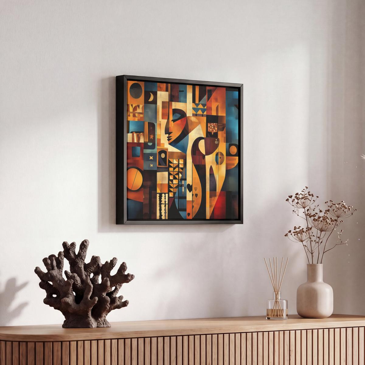 LEINWAND Bilder mit Rahmen - Figuren - Abstrakt - Symbole - 20x20 - Terracotta, Textil (20/20cm) - MuchoWow