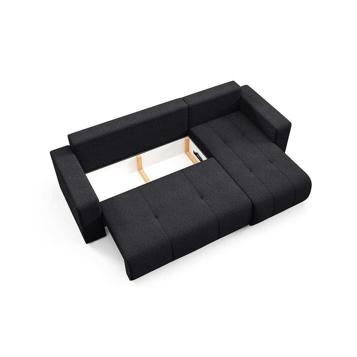 ECKSOFA Vasco 3 Sitzplätze Schwarz - Schwarz, Holz (247/145cm) - Petits-meubles