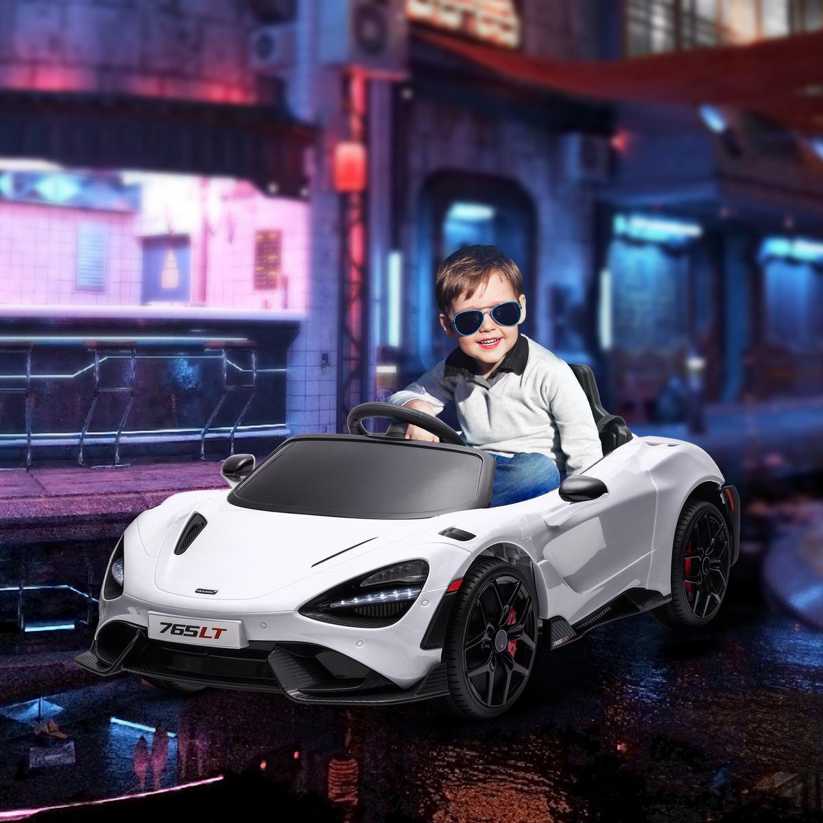 KINDER Elektroauto 12 V Kinderauto mit 2,4G Fernbedienung, MP3 Musik Weiß - Weiß, Metall (113/68/44cm) - AIYAPLAY