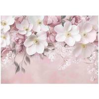 FOTOTAPETE Blumen Betonwand Schlafzimmer 200x140 - Multicolor, Papier (200/140cm) - Wallarena
