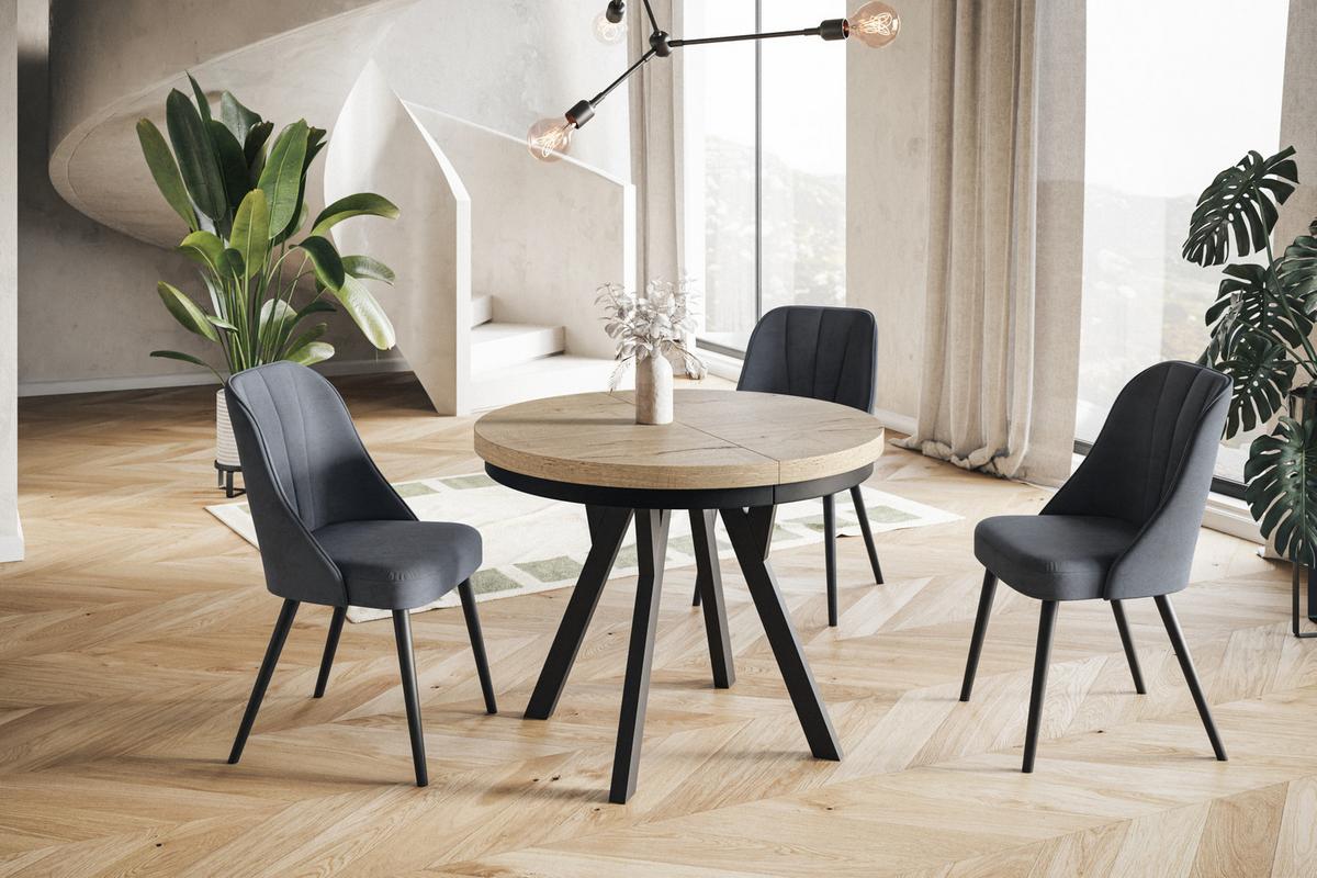 RUNDER Esstisch ausziehbar – Moderner Wohnzimmertisch und Küchentisch – Tisch mit Stabile Konstruktion, Durchmesser 100 cm - 200 cm - Farbe Halifax - Schwarz/Braun, Holzwerkstoff (100/100/77cm) - Alpi-Möbel