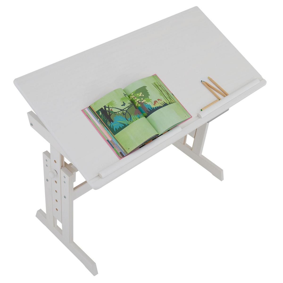 KINDERSCHREIBTISCH OLIVIA - Weiß, Holz (109/130/55cm) - IDIMEX