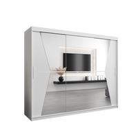 SCHWEBETÜRENSCHRANK 200/250/62 3-türig - Silberfarben/Weiß, Holz/Kunststoff (250/200/62cm) - MÖBEL KRYSPOL