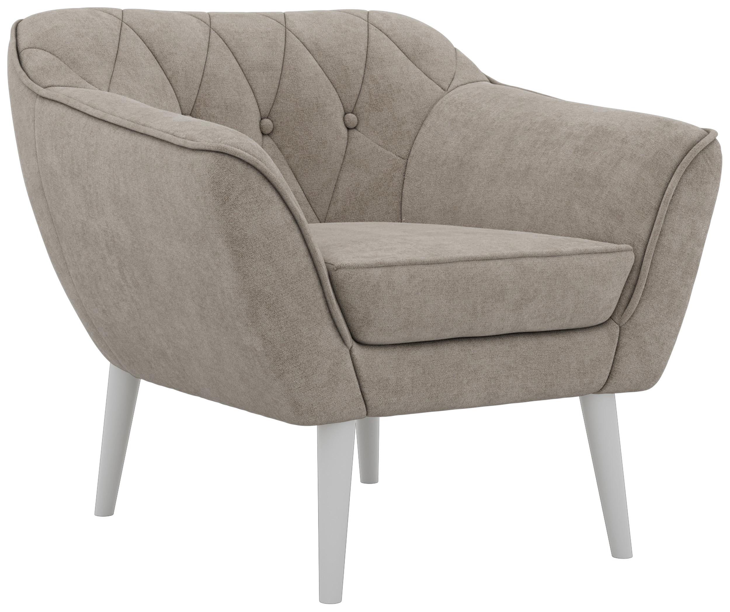SESSEL PIRS - Greige Strukture - Weiße Beine - Greige/Weiß, Holzwerkstoff/Textil (80/75/74cm) - MKS