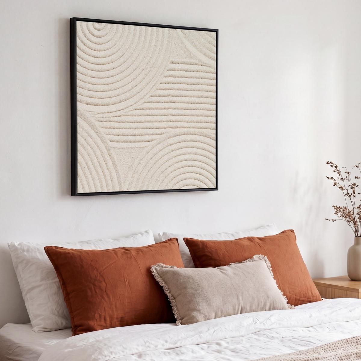 LEINWAND Bilder mit Rahmen - Muster - Abstrakt - Weiß - 50x50 - Beige, Textil (50/50cm) - MuchoWow