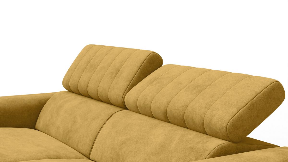 RELAXSOFA NORDEL 3-Sitzer, senfgelb - Gelb/Schwarz, Holz/Textil (194/80/105cm) - Wozimo