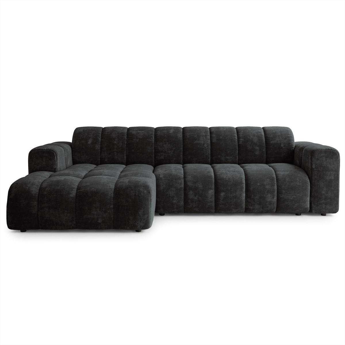 ECKSOFA SETIA LM L-S Schwarz Chenille - Schwarz, Holzwerkstoff (304/165cm) - MASSENO