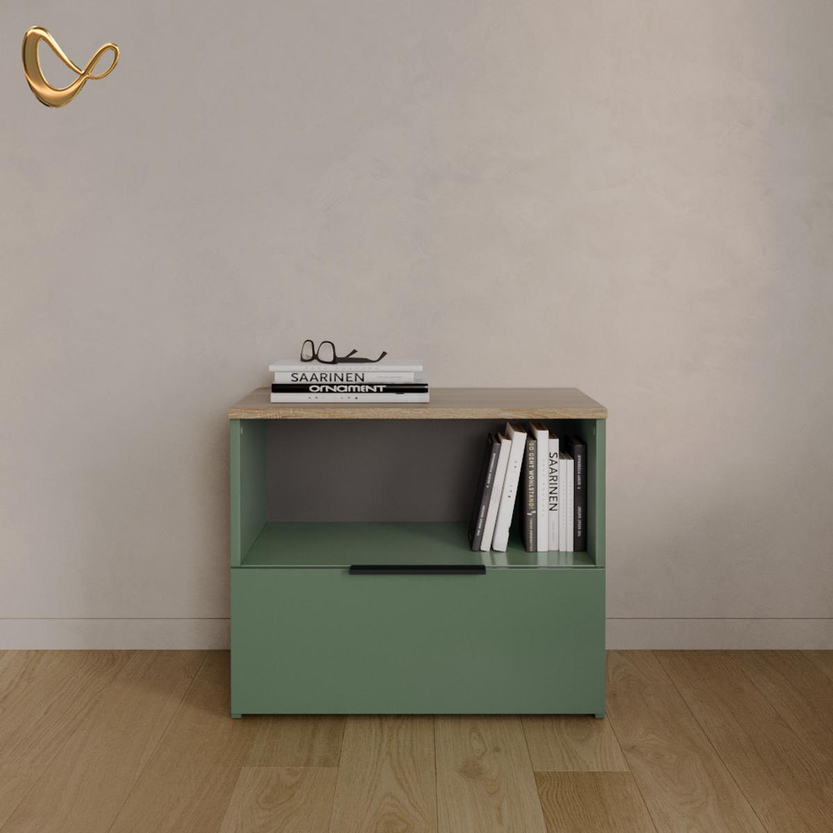 KOMMODE Piave Grün mit klappe - Grün, Holzwerkstoff (60/50/40cm) - Livinity®