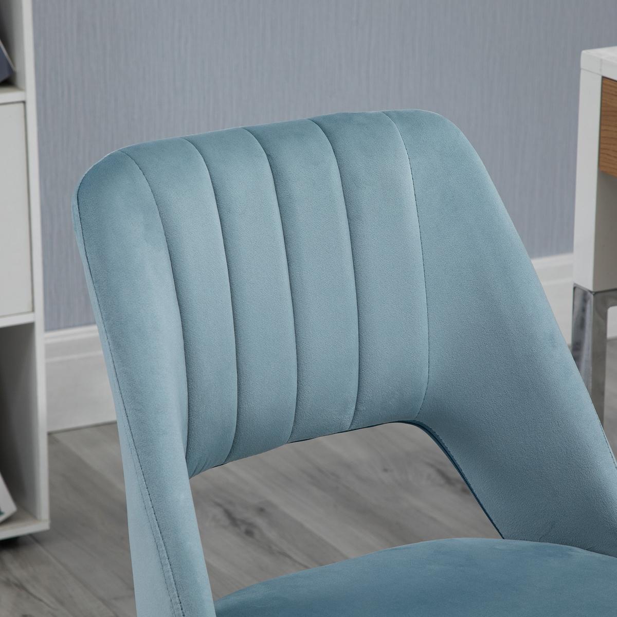 BÜROSTUHL Drehstuhl Jakobsmuschel-Form verstellbar Samtartiges Polyester Blau - Blau/Chromfarben, Textil/Metall (60/91/49cm) - Vinsetto