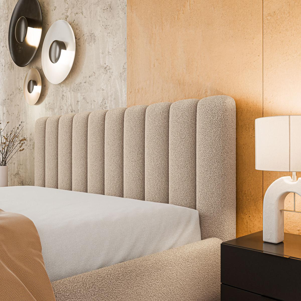 POLSTERBETT DINESE Q 200x200 cm mit Bettkästen - Beige - Beige, Holz (200/200cm) - MASSENO