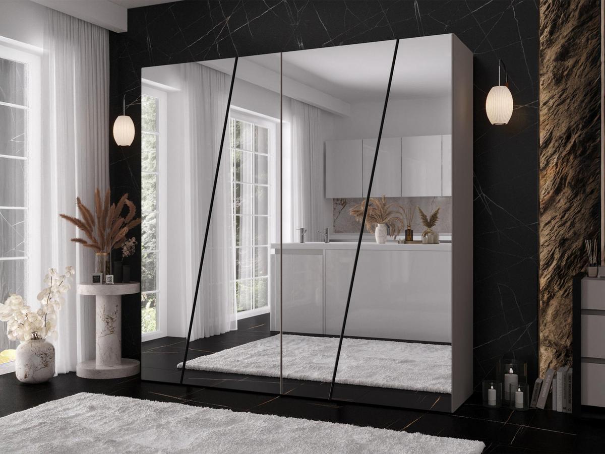 DREHTÜRENSCHRANK Zen 4L 200 cm - Kaschmir/Schwarz, Holzwerkstoff/Kunststoff (200/202/50cm) - MIRJAN24