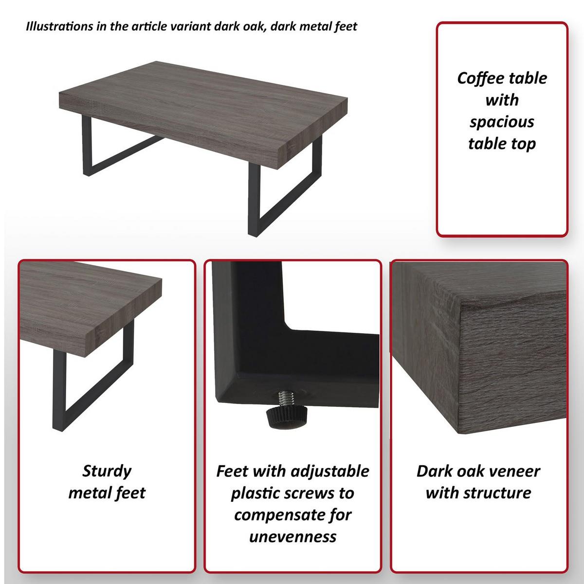 COUCHTISCH rechteck Schwarz - Schwarz, Holz (60/110/40cm) - MCW
