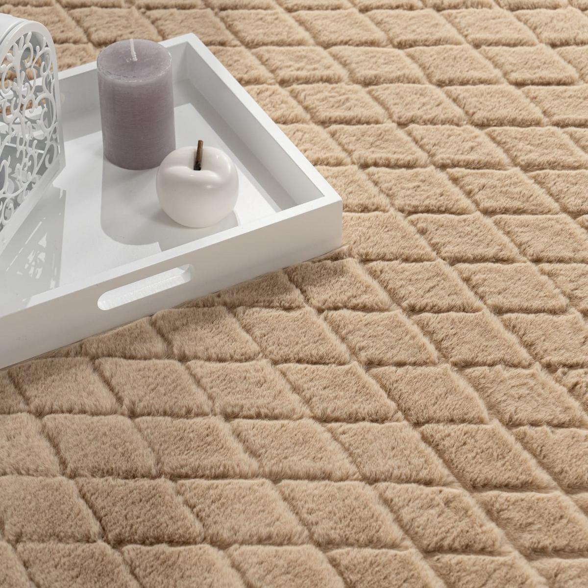 HOCHFLORTEPPICH, mit Struktur, Florhöhe 22 mm, Beige, 120 x 160 cm - Beige, Textil (160/120cm) - KADIMA DESIGN