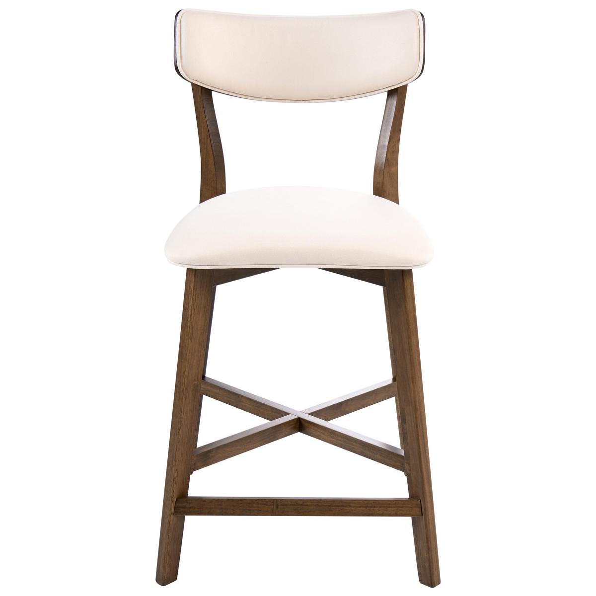 BARSTUHL 2er-Set Holz Cremeweiß/Braun Yuma - Weiß, Holz (50/93/54cm) - Beliani