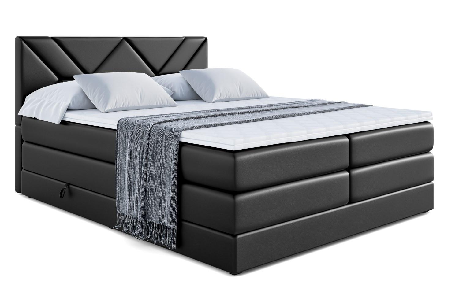 BOXSPRINGBETT BARWA KING - 140x200 - H3/H4 - Schwarz Hochglanz - Schwarz Hochglanz, Holzwerkstoff (140/200cm) - ALTDECOR