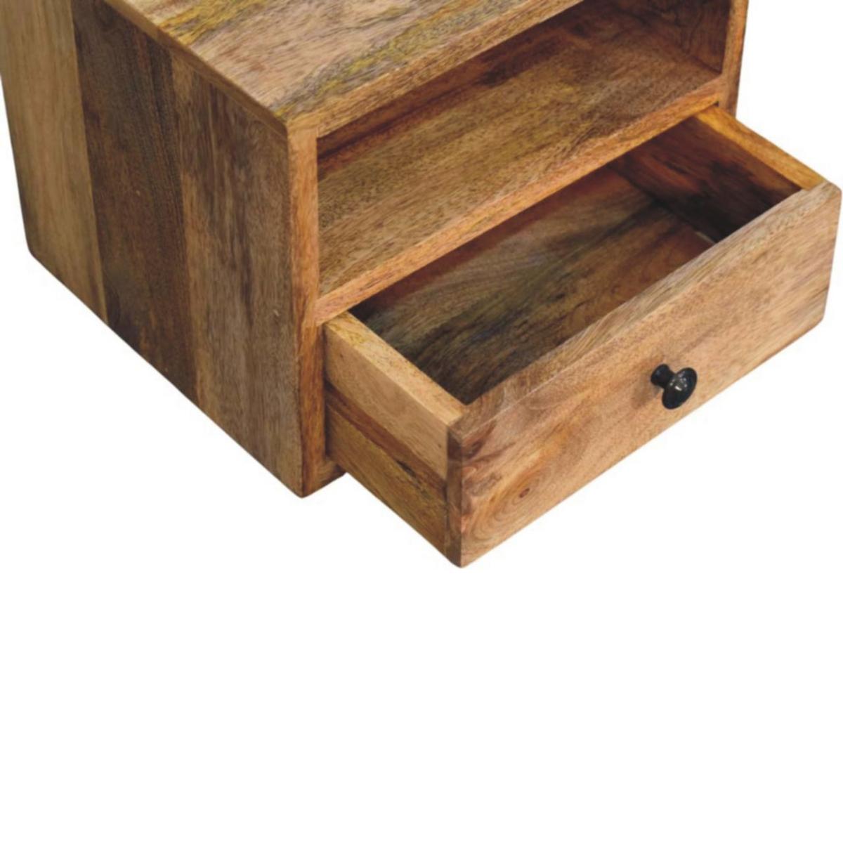 NACHTTISCH Massivholz Solis Oak-ish Wandmontiert, 1 Schublade und Offenes Fach, Hellbraun - Hellbraun/Messingfarben, Holz/Metall (30/24/25cm) - Artisan Furniture