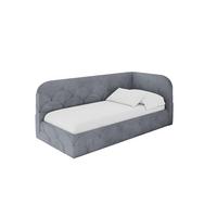 EINZELLBETT Jugendbett mit Bettkasten, Links - ELRY 80x200 Grau - Grau, Holzwerkstoff/Textil (80/200cm) - ALTDECOR