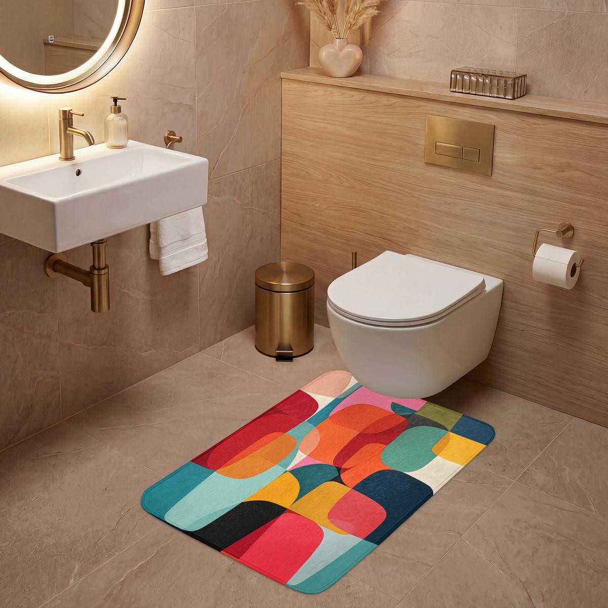 WC-VORLEGER Formen - Bunt - Abstrakt - Flugzeuge Toilettenvorleger 60x90 cm - Multicolor, Textil (60/1cm) - OnlyWow
