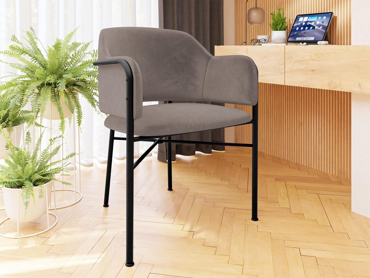 POLSTERSTUHL Delivio - Schwarz/Grau, Textil/Metall (56/79/55cm) - MIRJAN24