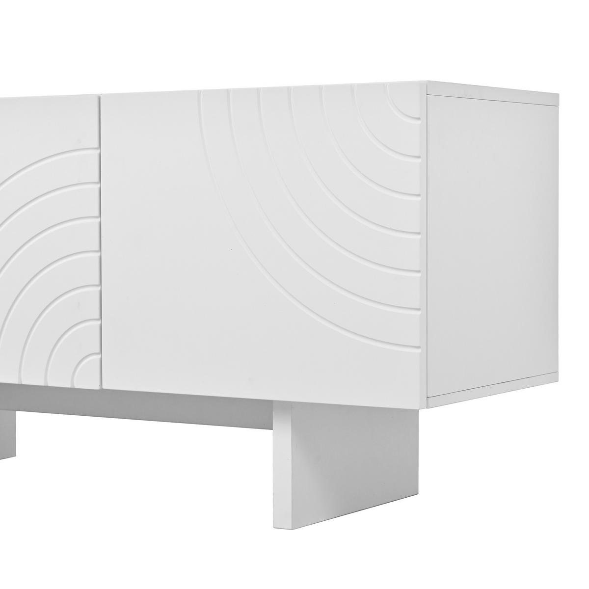LOWBOARD Weiß 170cm, 4 Türen mit Bogenmuster - Weiß, Holzwerkstoff (170/50/35cm) - Urban Meuble